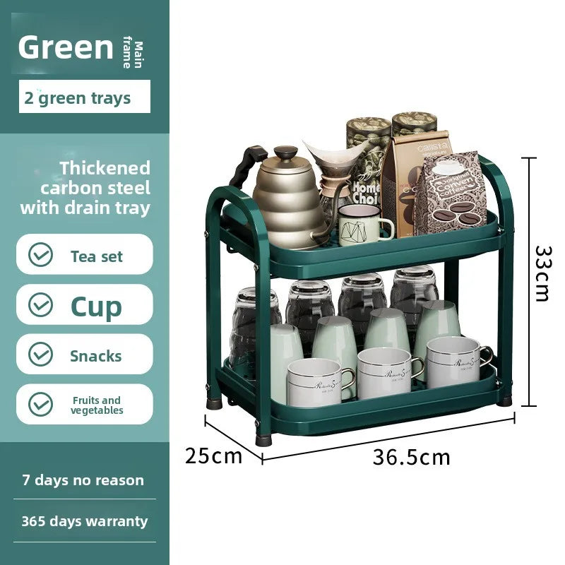 Multifunctional living room drain cup holder, desktop dust-proof storage rack, double-layer drying cup with water tray Oasis Select Green green TP