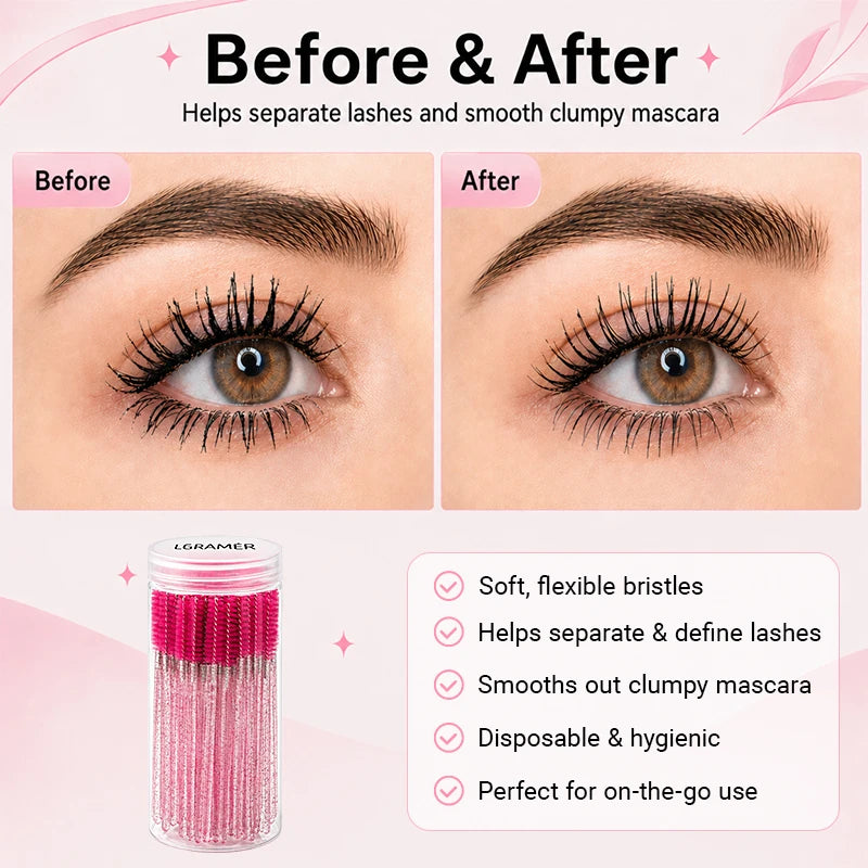 Disposable Mascara Wands & Eyelash Brushes – 50/100 Pcs