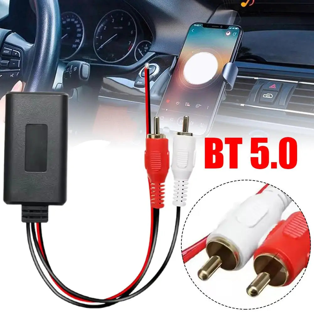 Bluetooth 5.0 Car Audio Receiver – 2RCA Adapter Plug & Play