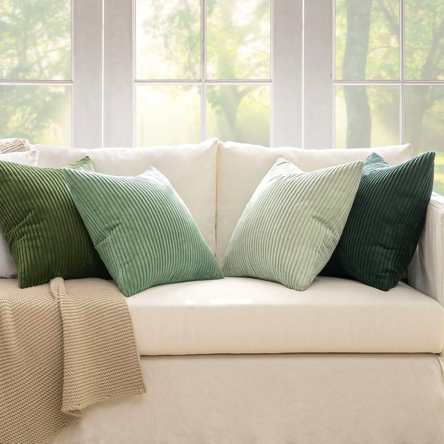 4pcs Boho Farmhouse Throw Pillow Covers Mordern Nordic Cushion Covers Soft Corduroy(pillowcases without inserts) Oasis Select