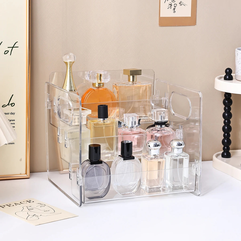 1pc 3-layer Acrylic Buckle Perfume Storage Rack Portable Desktop Perfume Cosmetics Display Rack Stepped Dresser Storage Rack Oasis Select