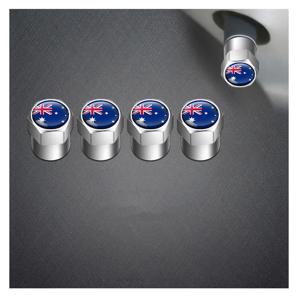 4Pcs National Flag Car Tire Valve Caps Aluminium Alloy Wheel Tires Tire Stem Air Cap Airtight Covers for Cars, Motorcycles Bike Oasis Select AU