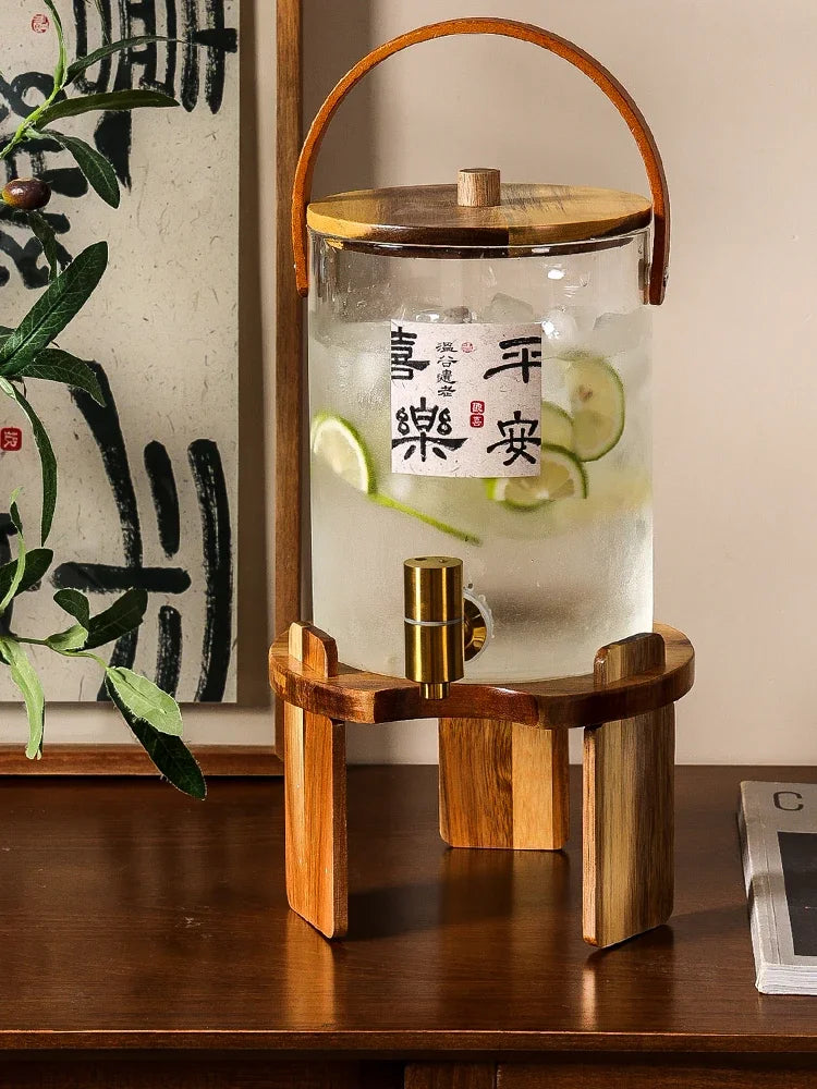Japanese Glass Cold Kettle High Temperature Resistant Large Capacity Lemon Tea Juice Bucket with Faucet Cold Kettle Oasis Select