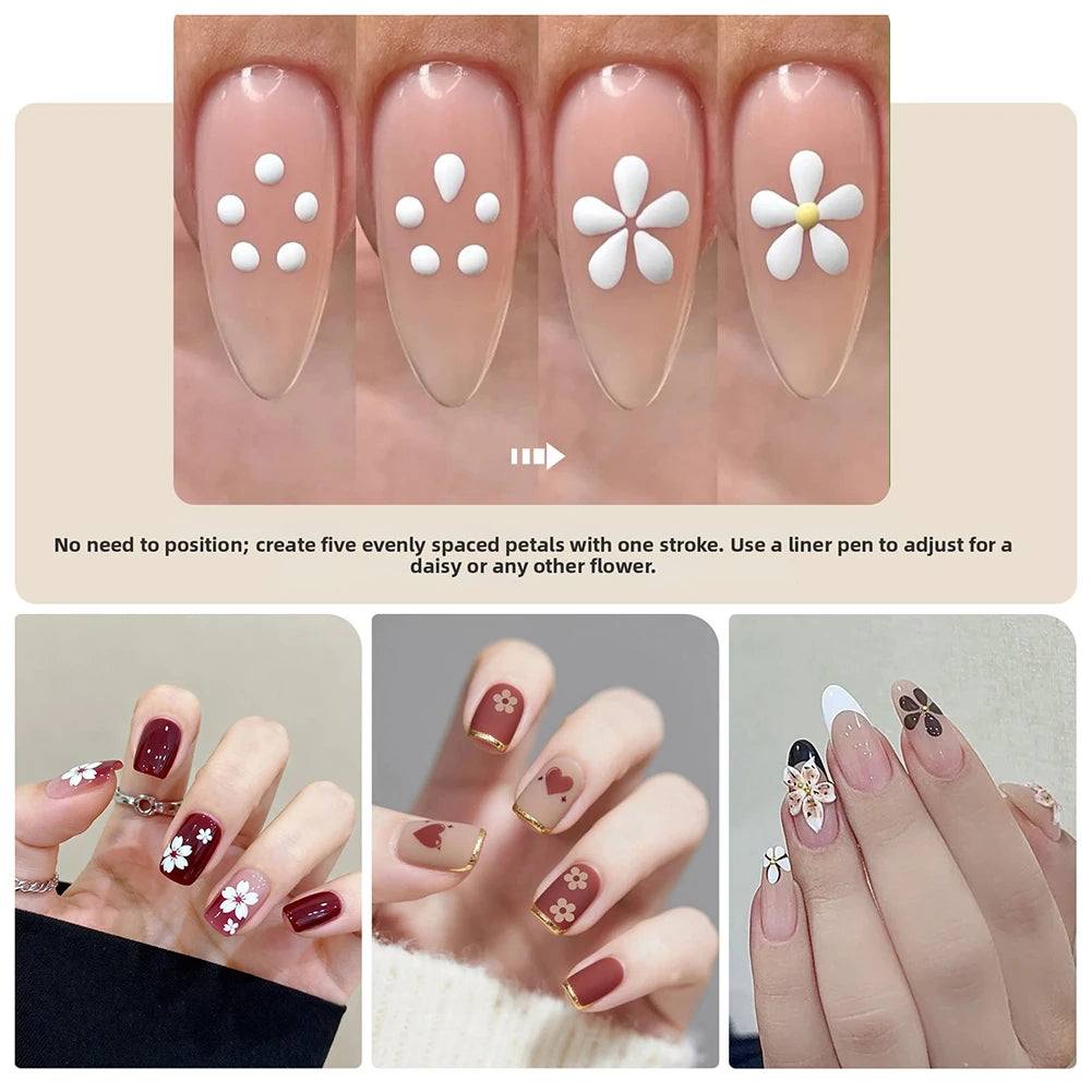 5-Petal Flower Nail Art Dotting Pen | DIY Manicure Tool