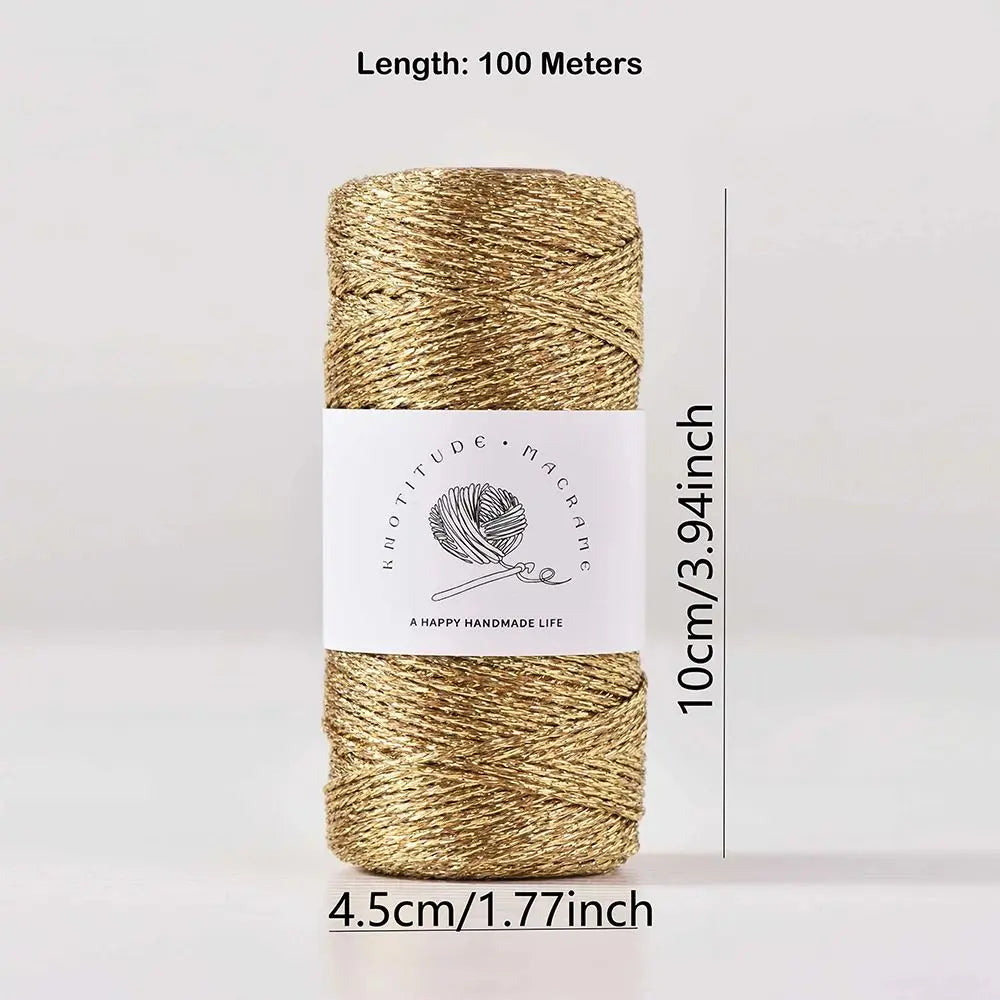 1mm Metallic Yarn Knitting Crochet DIY Handmade Hand-woven Wire 100M Multicolor Gift Wrapping Rope Sewing Accessories Oasis Select