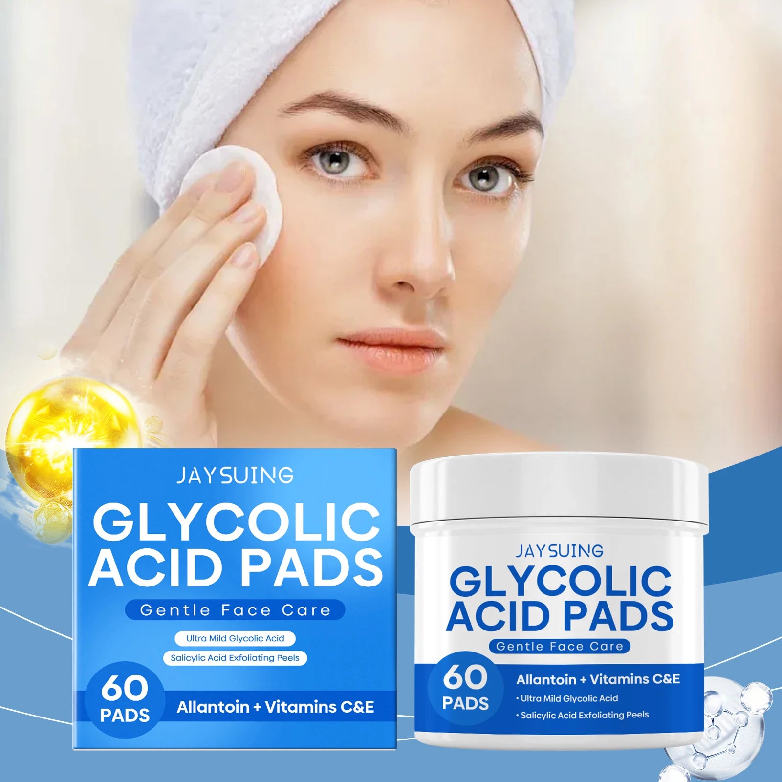 Glycolic Acid Exfoliating Pads - Gentle Peel Pads For Face, Brightening & Smoothing Skin With Salicylic Acid Oasis Select