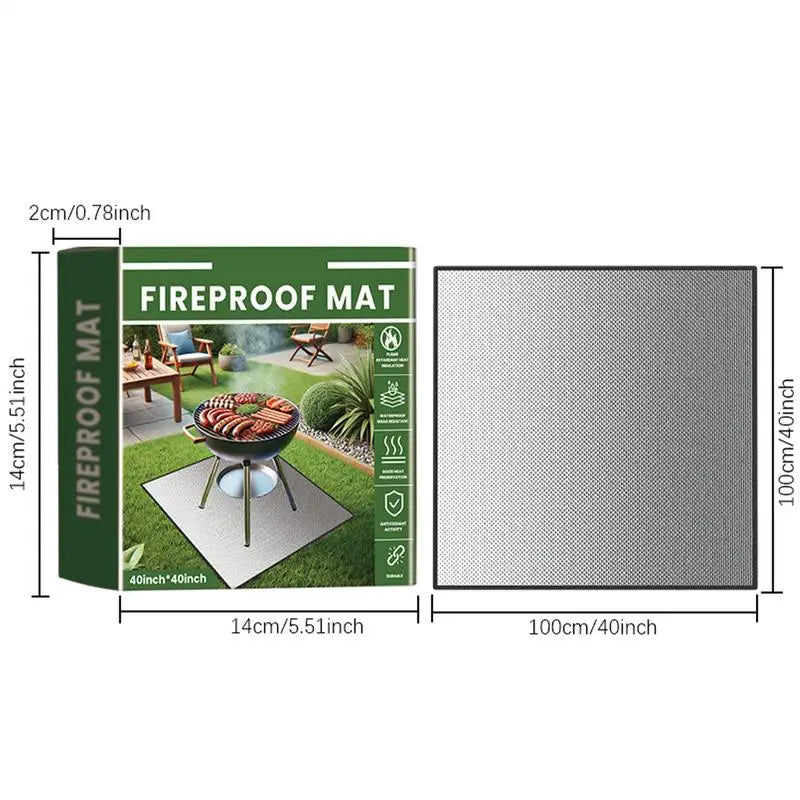 Outdoor BBQ Mat Floor Protector Mat camping Heat Resistant Fireproof Mat Anti-Slip Reusable Oilproof Waterproof Fireplace Mat Oasis Select