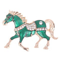 Classic Rhinestone Horse Brooches For Women Versatile Animal Lapel Pins Clothing Corsage Jewelry Accessories New Year Gifts Oasis Select Green