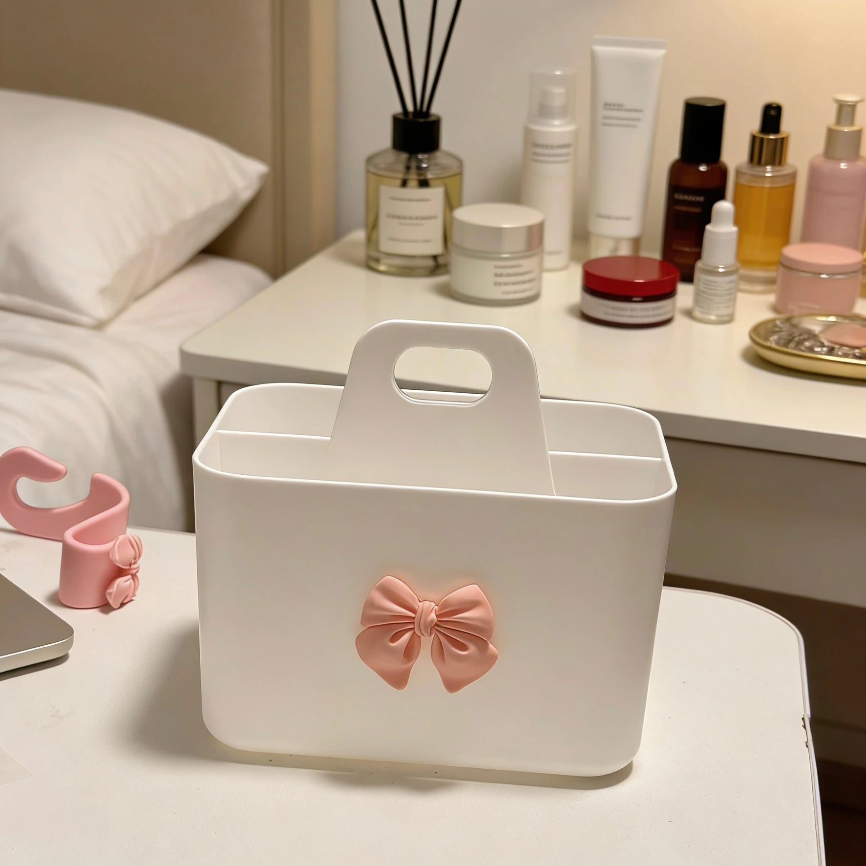 Desktop Cosmetic Organiser, Pen and Desk Organiser, Split Marker Organiser with Handle Bracket Portable Utility Fixed Container Oasis Select