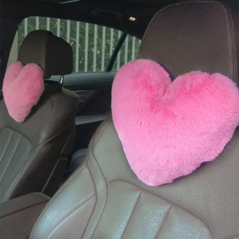 Car Headrests Neck Protectors Love Pillows Waist Pillows, Car Seats Backrests Universal Plush Headrests Imitation Rabbit Hair Oasis Select