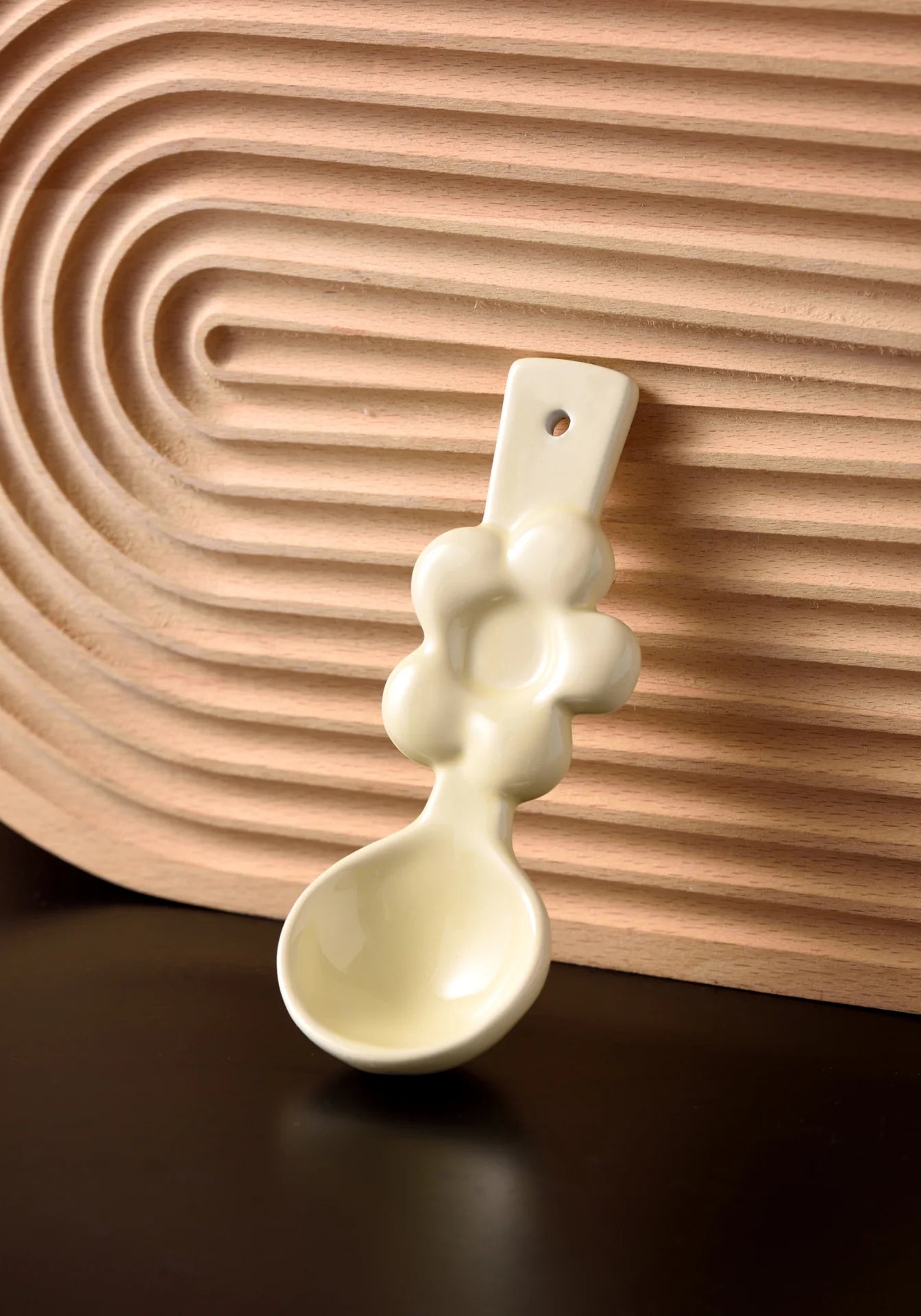 Ceramic Flower Spoon Coffee Spoon Milk Dessert Spoon Long Handle Soup Spoon Internet Celebrity High-Value Kitchen Tablewear Oasis Select Cream
