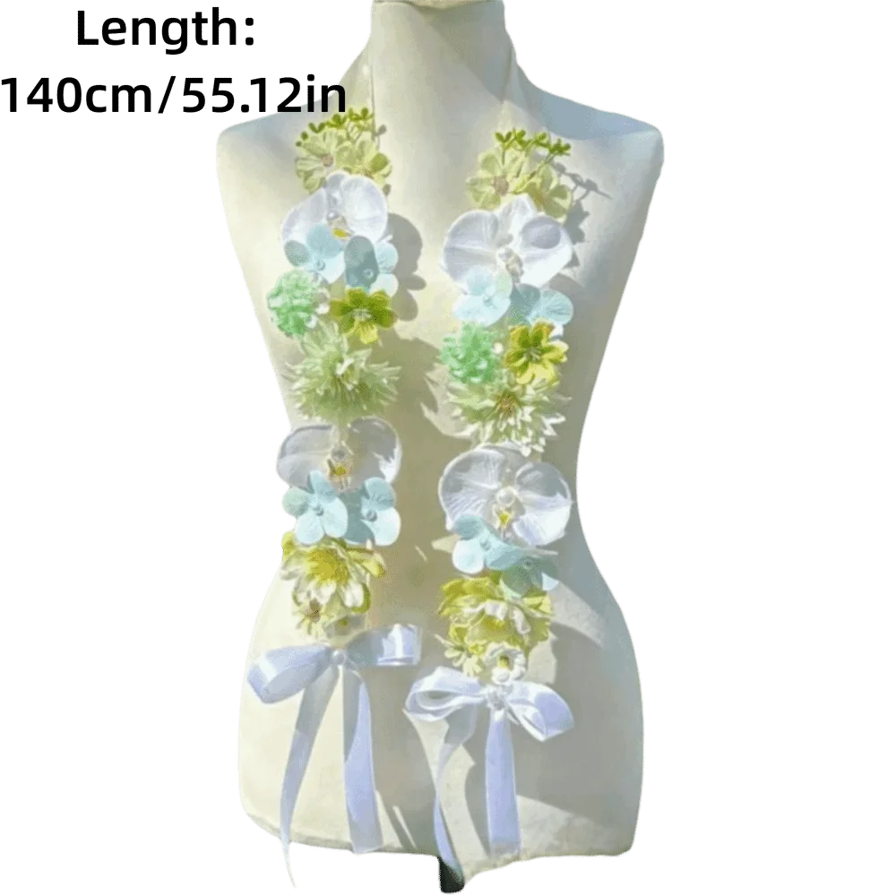 Floral Decorative Satin Flower Shawl Elegant Ornament Mixed Blooms Artificial Flowers Sash Reusable Multi-functional Oasis Select