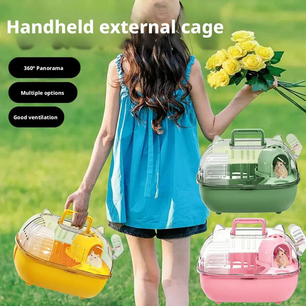 Transparent Hamster Carry Cage – Portable Small Pet Carrier