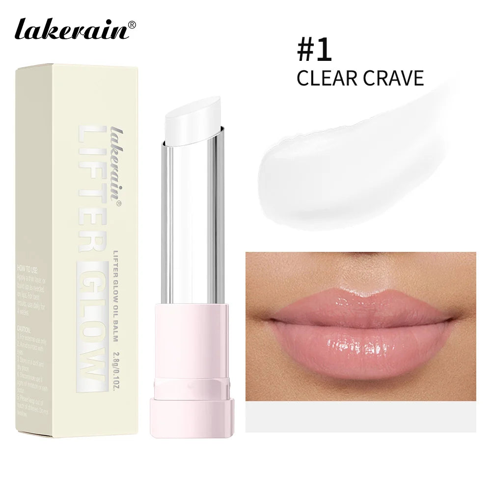 Lakerain Glow Oil Balm Long-lasting Moisturizing Lip Oil Balm Smooth Moisturizing Daily Lips Care Pink Natural Cosmetics Makeup Oasis Select 1 CLEAR CRAVE
