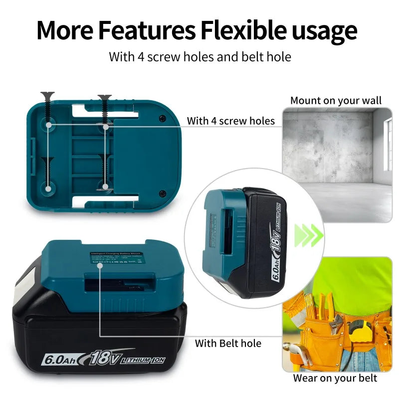 Plug-and-Play High Efficiency 1Pc For Makita 18V USB Type-C Battery Holder BL1840 BL1850 BL1860 Charger Adapter Fast Charging Oasis Select