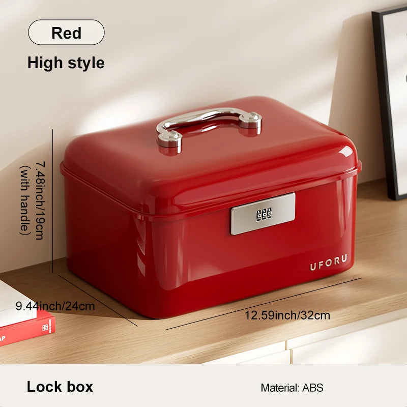 Storage boxes with combination locks, combination lock boxes, home security storage boxes, large-capacity compartmentalized Oasis Select red high style
