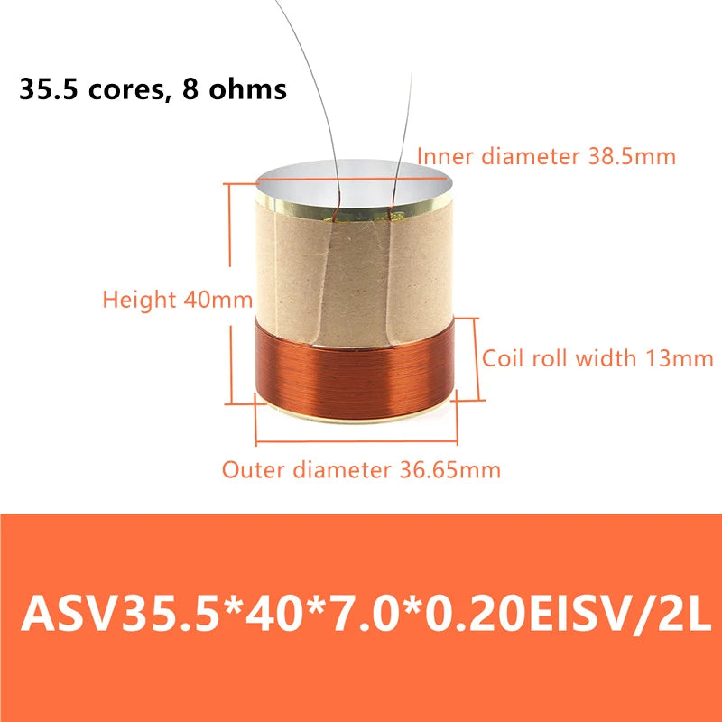 1PCS Speaker Voice Coil Braided Copper Lead Bass Voice Coil 2Layers Speaker Aluminum Voice Coil Repair Accessories Oasis Select 35.5x40x7.28