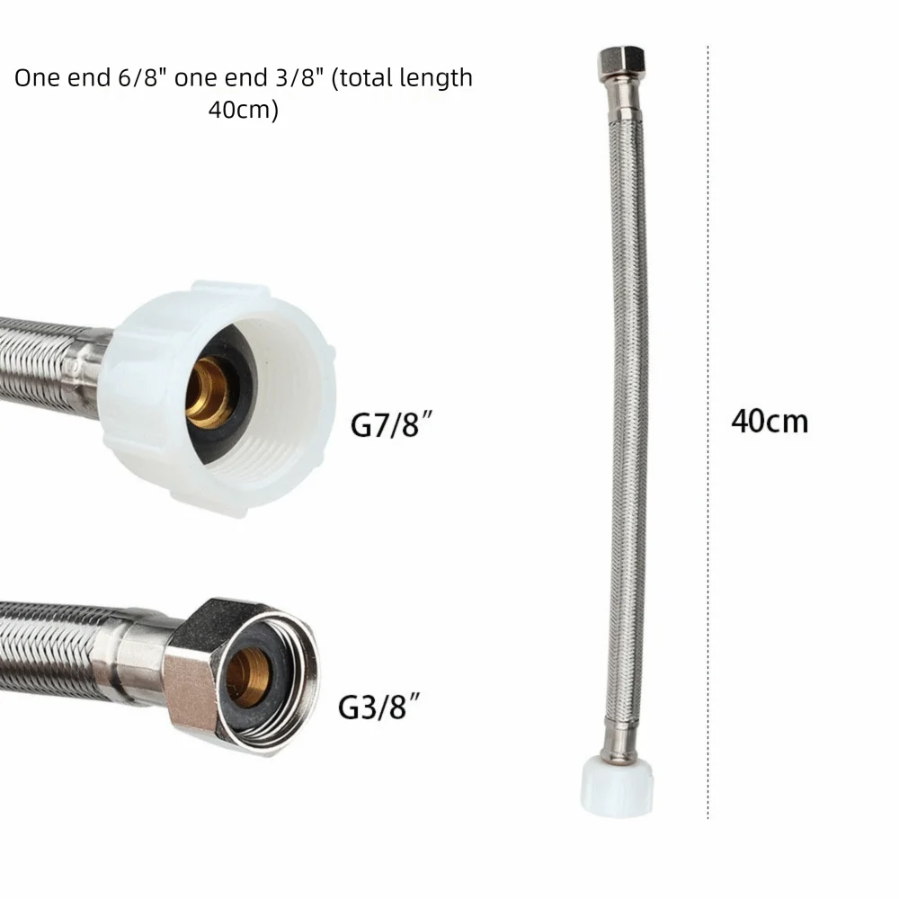 30/40cm Corrugated Water Hose Stainless Steel Large Flow Hot and Cold Water Faucet Inlet Hose Explosion-proof Oasis Select C-40cm