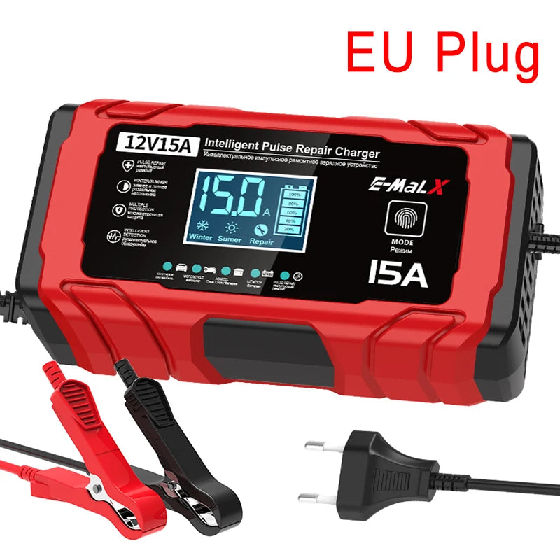 14.6V 15A Lifepo4 Battery Smart Pulse Repair Charger 12V 15A 24V 8A Electric Motorcycles Charger For Lead Acid AGM GEL Battery Oasis Select EU Plug