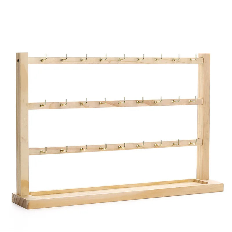Solid Wood Earring Holder & Multi-Tier Jewelry Display Stand