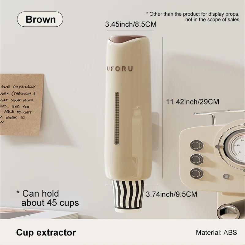 1pc Home Perforation-Free Water Dispenser Cup Extractor, Wall-Mounted Dust-Proof Paper Cup Holder Cream Color Disposable Cup Hol Oasis Select Coffee