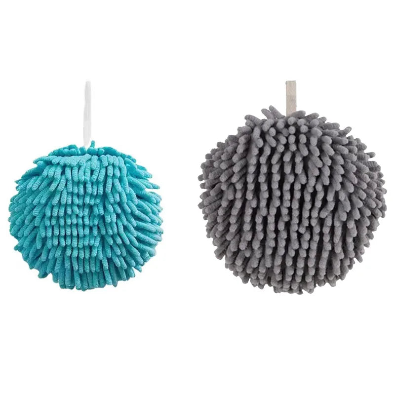 1/2/3pcs Chenille Hand Towels Kitchen Bathroom Hand Towel Ball with Hanging Loops Quick Dry Soft Absorbent Microfiber Towels Oasis Select 2pcs-mix