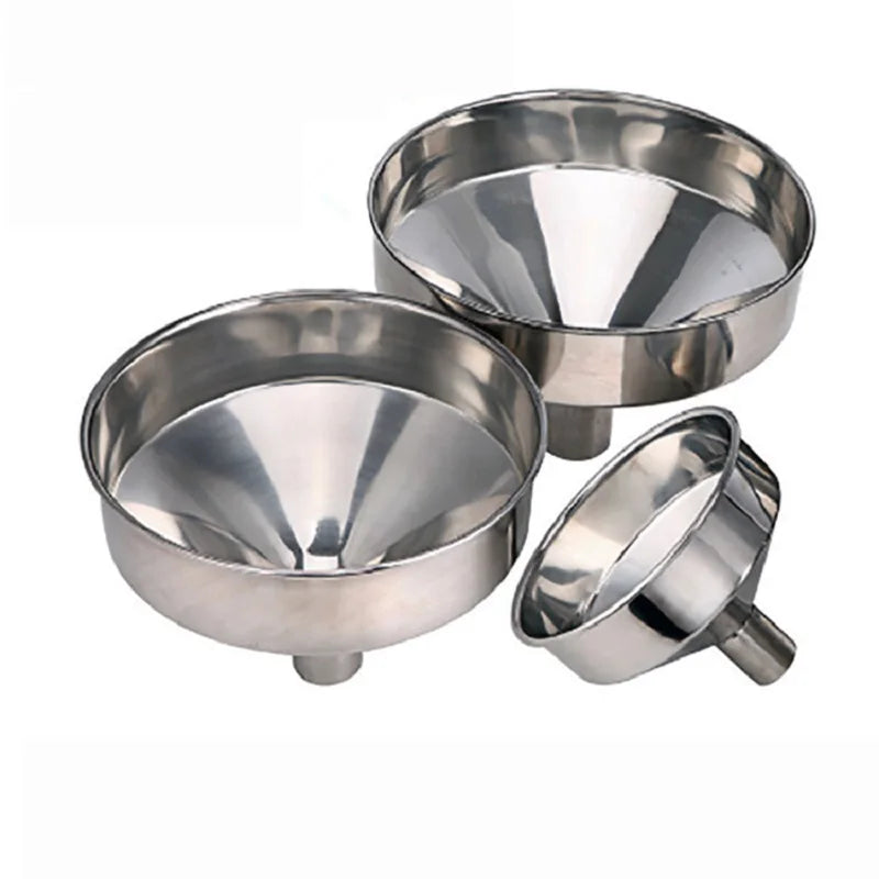 NEW Stainless Steel Funnel Large Kitchen Funnel Liquid Cooking Oil Filter Tools Metal Wide Mouth Funnel For Filling Bottles Cans Oasis Select