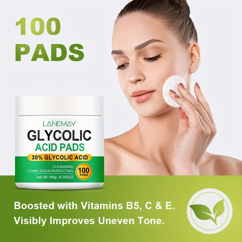 100-Count Glycolic Acid Brightening Face Pads – AHA + Niacinamide Facial Cleansing Pads Oasis Select