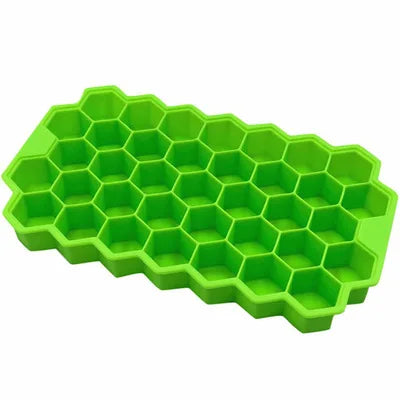 Honeycomb 37-Grid Ice Cube Tray, Silicone DIY Ice Mold (Lid Not Included) for Drinks, Cocktails & Kitchen Use Oasis Select 1pc green
