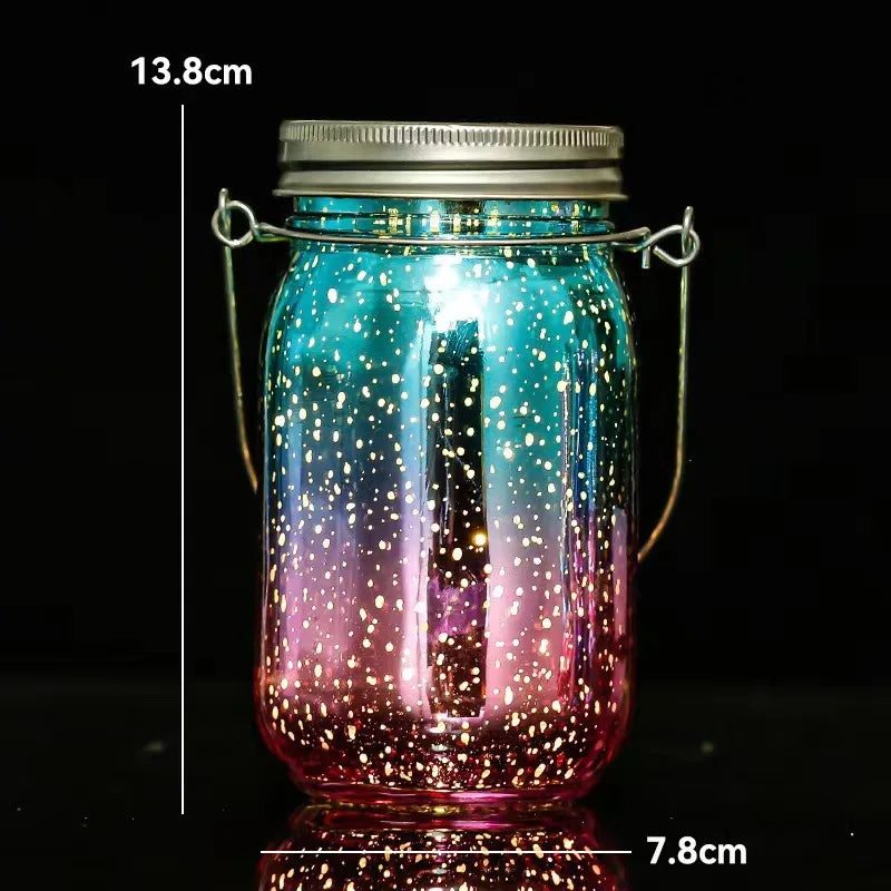 Seven-color Solar Ladybug Garden Lamp, Carved Mason Cup, Outdoor Decorative Lamp, Portable Night Light Oasis Select Star blue red