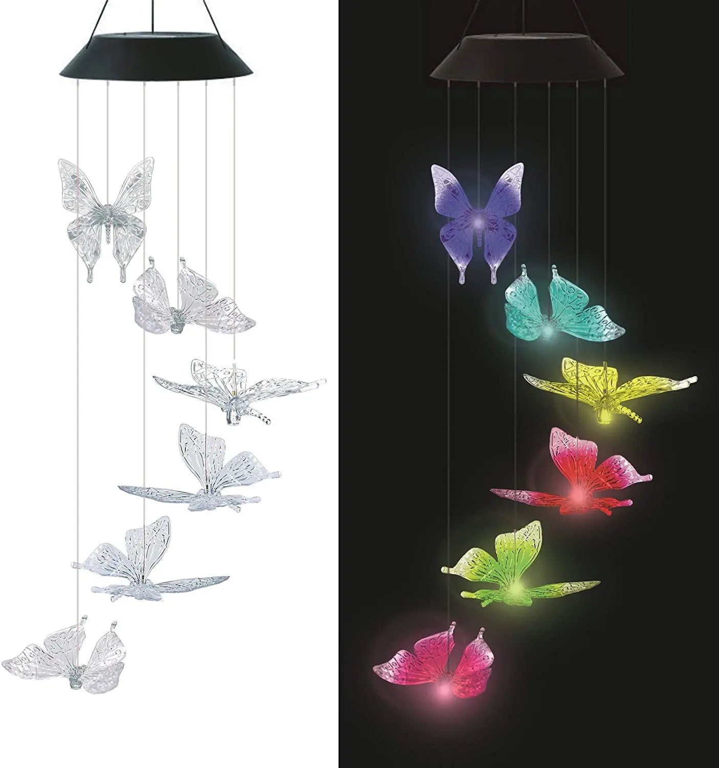 Solar Powered Wind Chime Garden Lights -Outdoor Solar Stake Lights for Yard, Landscape Decoration, Auto on/Off, Waterproof, IP65 Oasis Select Butterfly