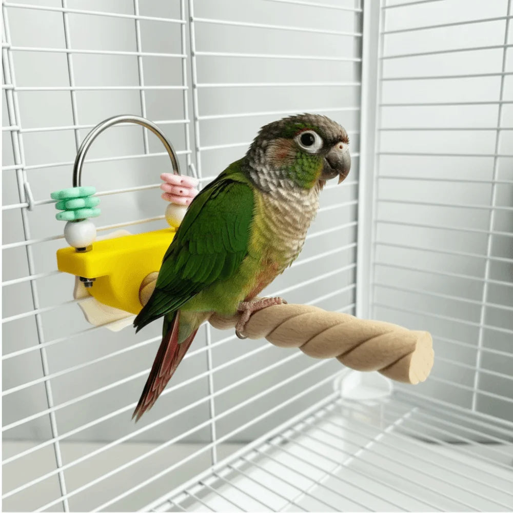 Natural Wood Bird Perch Stand – Non-Slip Paw & Beak Grinder