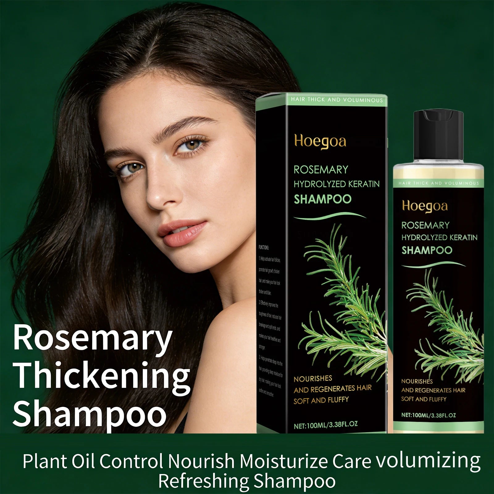 Rosemary Hydrolyzed Keratin Shampoo Nourushes Regenerate Hair Fluffy Oil Control Cleansing Scalp Refreshing Thickening Shampoo Oasis Select