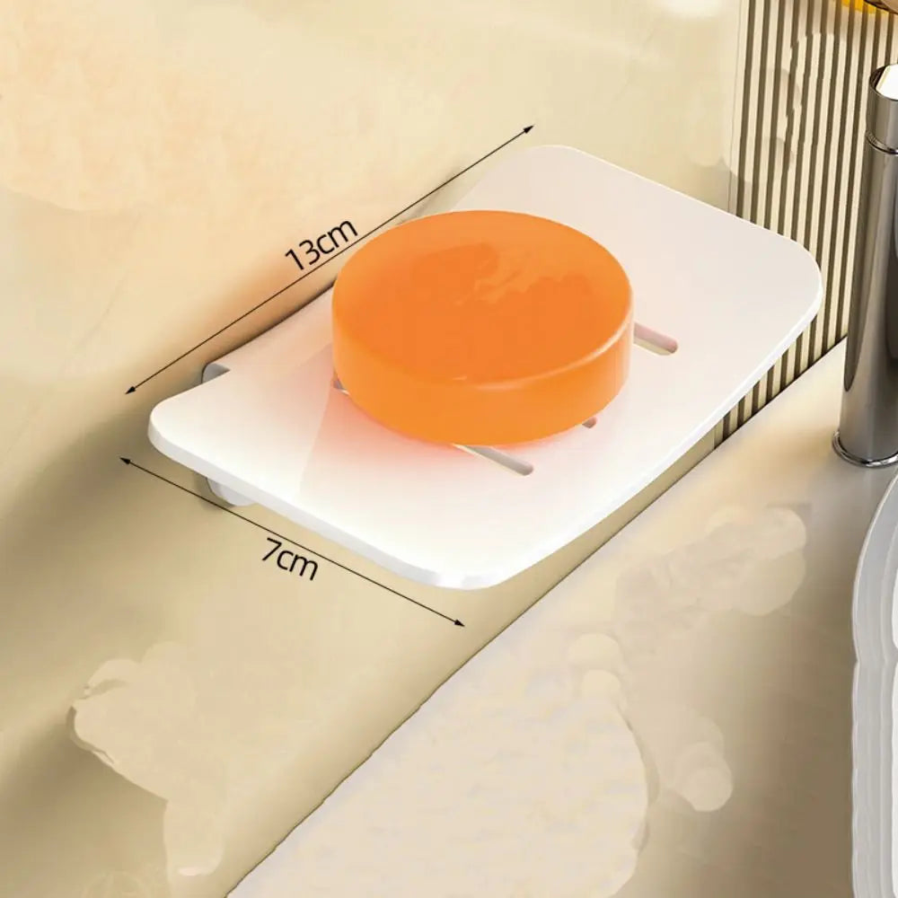 Useful Wall Mounted Soap Dish Metal Drainable Soap Box Soap Container Tray Bathroom Kitchen Sink Organizer Oasis Select white