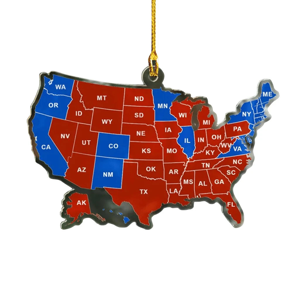 3-Pack 2024 US Election Map Acrylic Christmas Ornaments Christmas Ornament Set Oasis Select 1 PC A france
