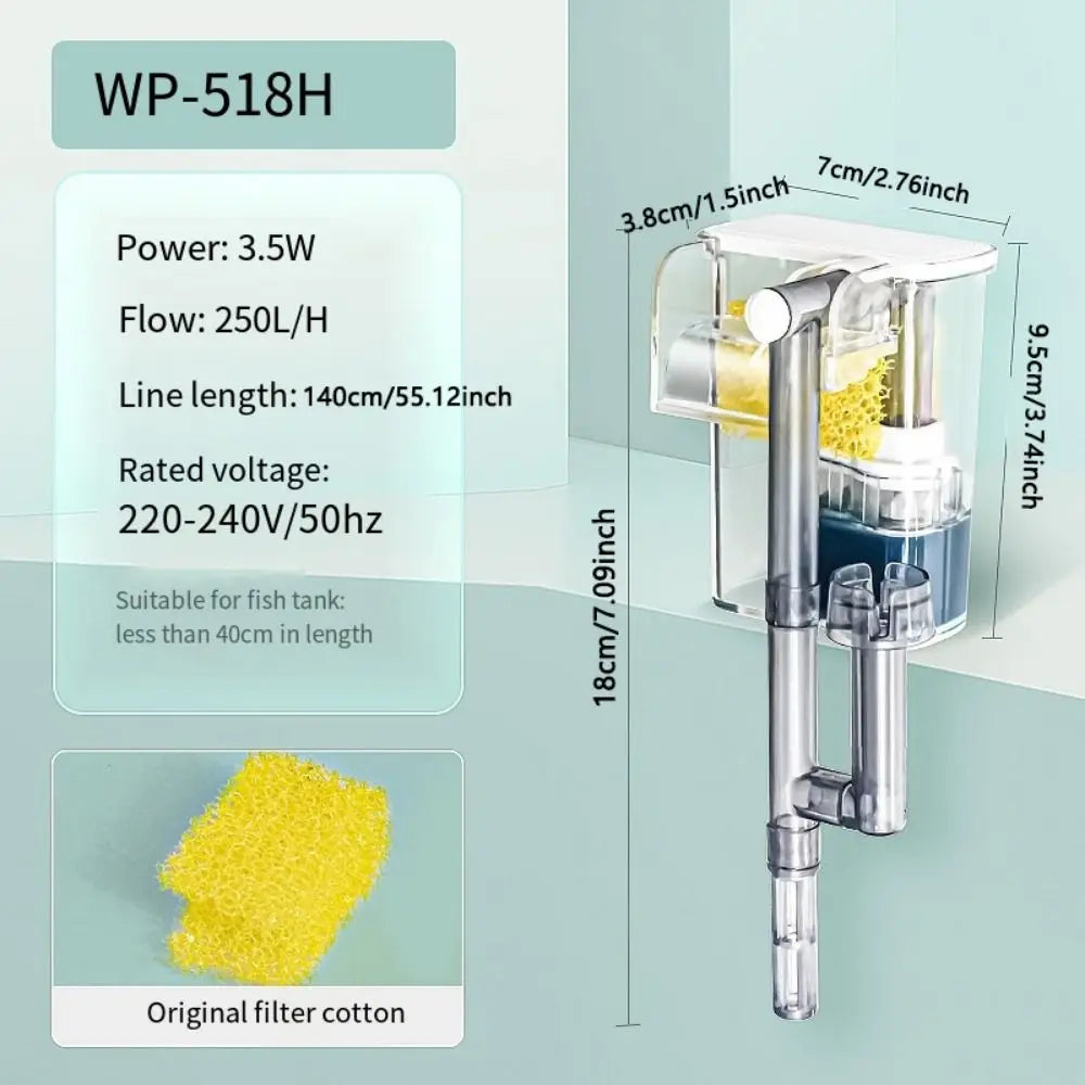 Slim HOB Aquarium Filter | Quiet Adjustable Flow Fish Tank