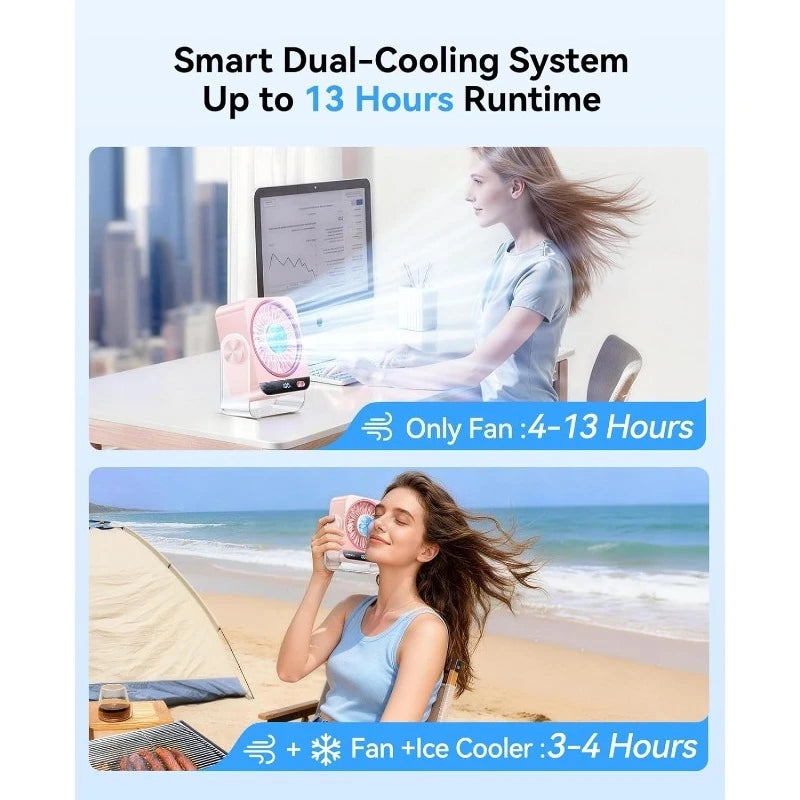 USB Desk Fan 199 Speeds | Ice Cooling & Digital Display