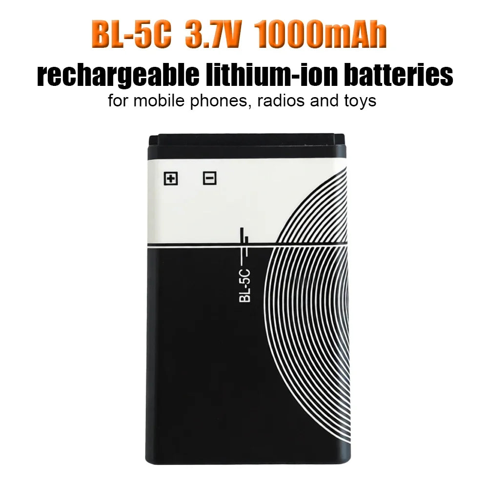 BL-5C 3.7V 1000mAh Rechargeable Battery BL5C BL 5C Phone Battery 2112 2118 2255 2270 2280 2300 2600 2610 3125 3230 Radios Oasis Select