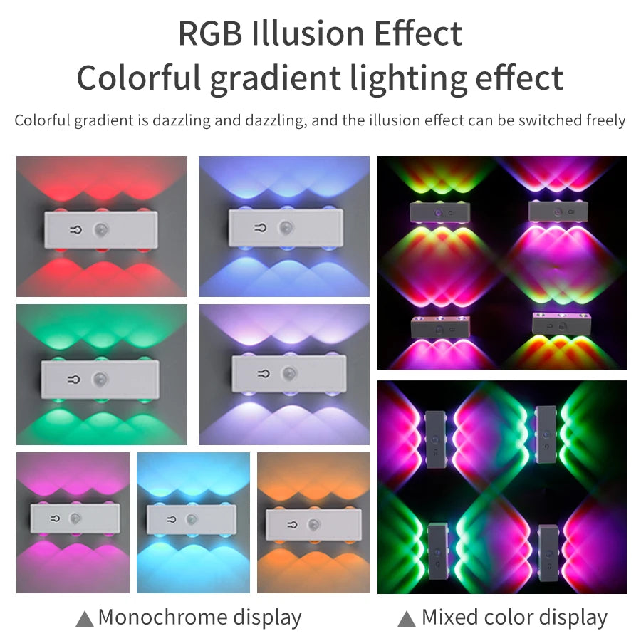 3 Colors/RGB Motion Sensor LED Night Light Rechargeable Magnetic Wall Lamp Touch Dimming Ambient Light for Bedroom Hallway Stair Oasis Select