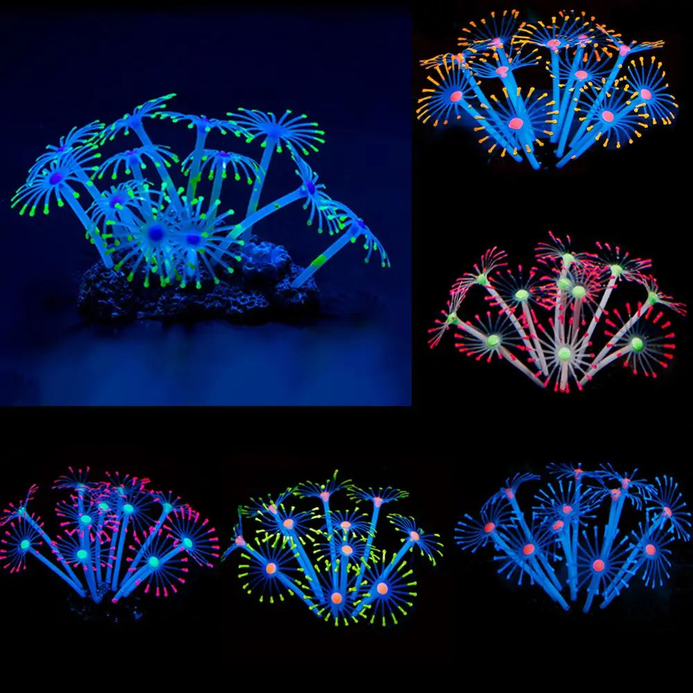 1Pc Silicone Glowing Artificial Fish Tank Aquarium Coral Plants Ornament Underwater Pets Decor Aquatic Pet Supplies Decoration Oasis Select