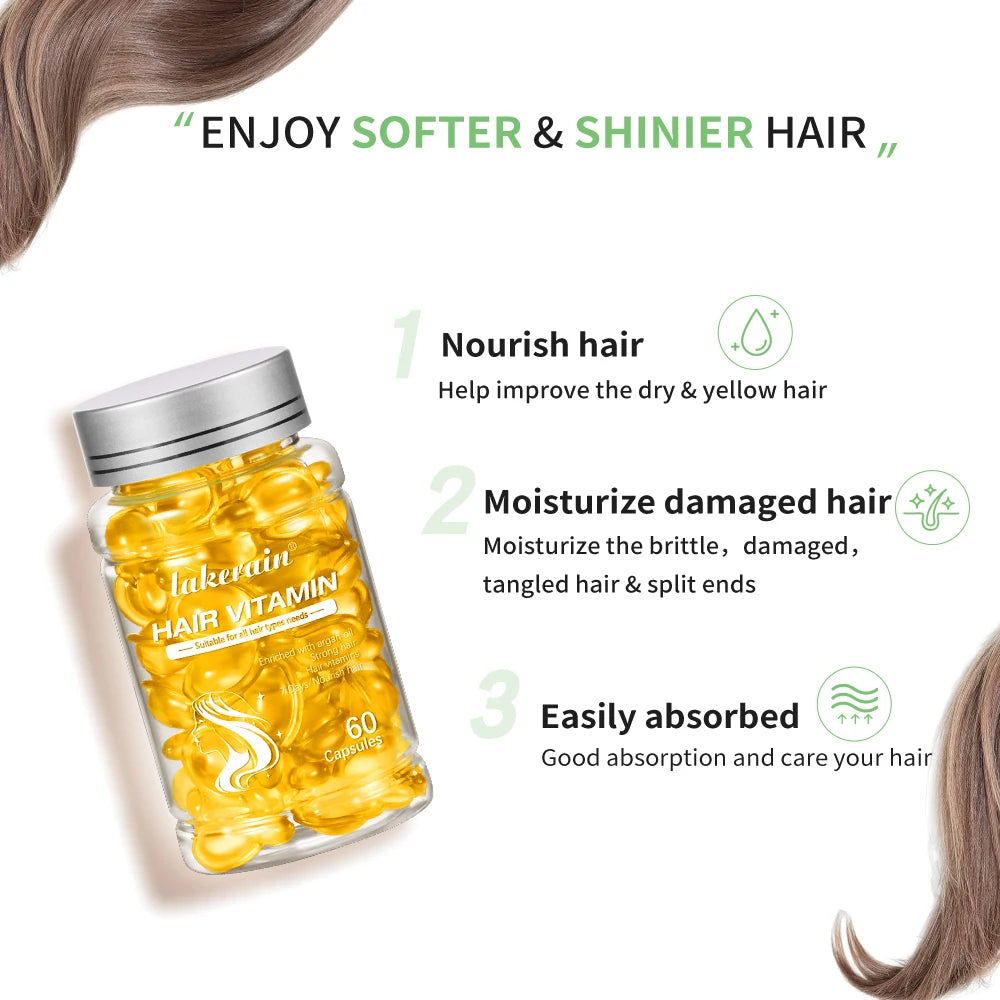 Moroccan Agam Vitamin Oil Hair Care Essence Damaged Nutrition Repair Hair Splitting Improvement Treatment Products 60 Capsules Oasis Select