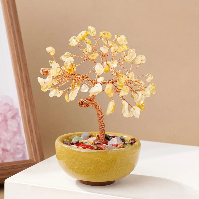 Treasure Basin Crystal Wealth Tree Tea Cup Base Crystal Tree Creative Crystal Decoration Home Decoration Accessories Oasis Select