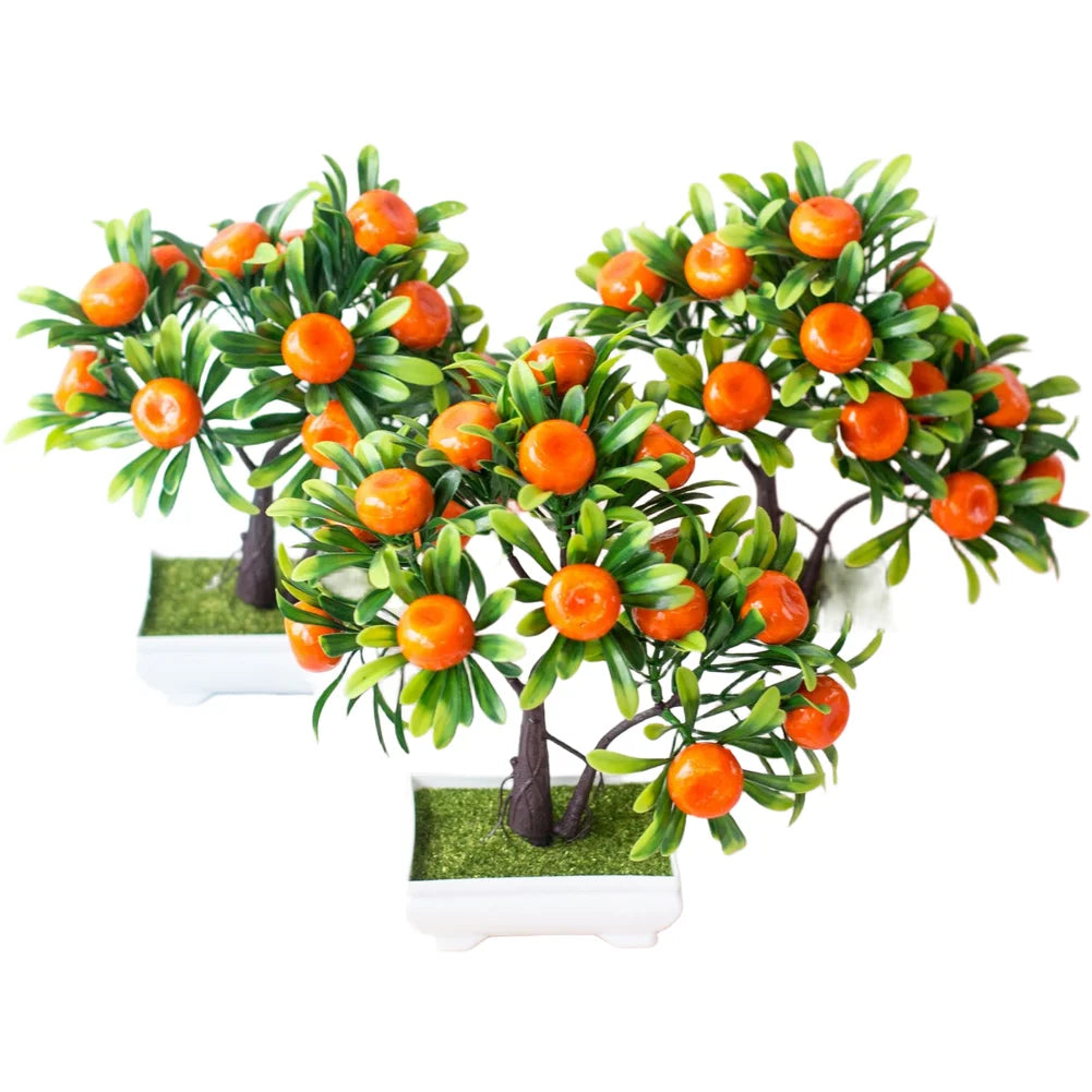 Orange Blossom Bonsai Artificial Potted Plant Silk Flower Greenery Decoration For Home Office Tabletop Garden Decor Oasis Select