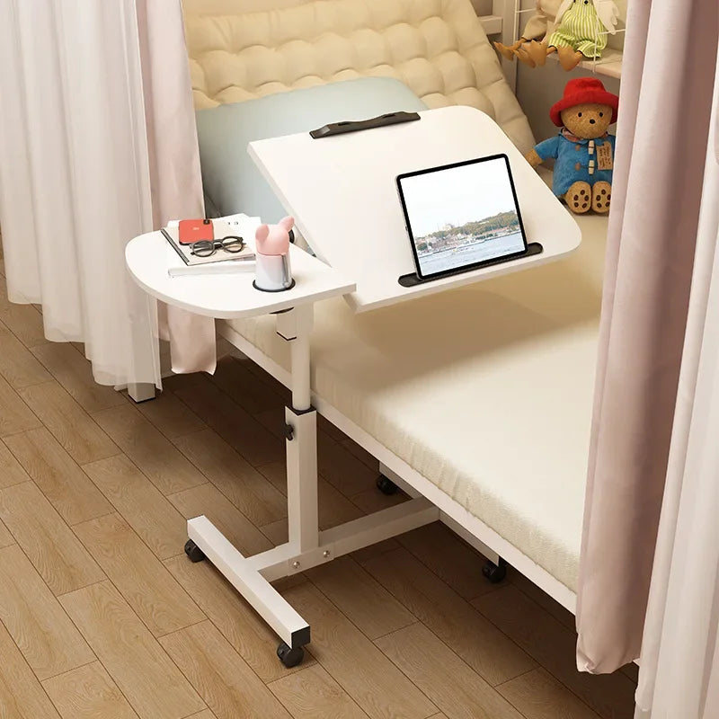 Multi-functional Standing Simple Portable Laptop Computer Desk Bed Computer Desk Floor Mobile Lift Bedside Table Durable Oasis Select White-iPad