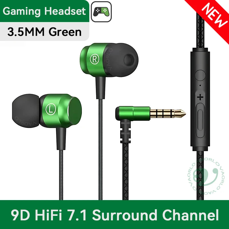 Digital Chip Wired Earphone 3.5mm AUX/Type C 9D HIFI Heavy Bass In-Ear Game Headsets For Samsung Huawei Xiaomi OPPO iPad PC MP3 Oasis Select (New) 3.5MM Green