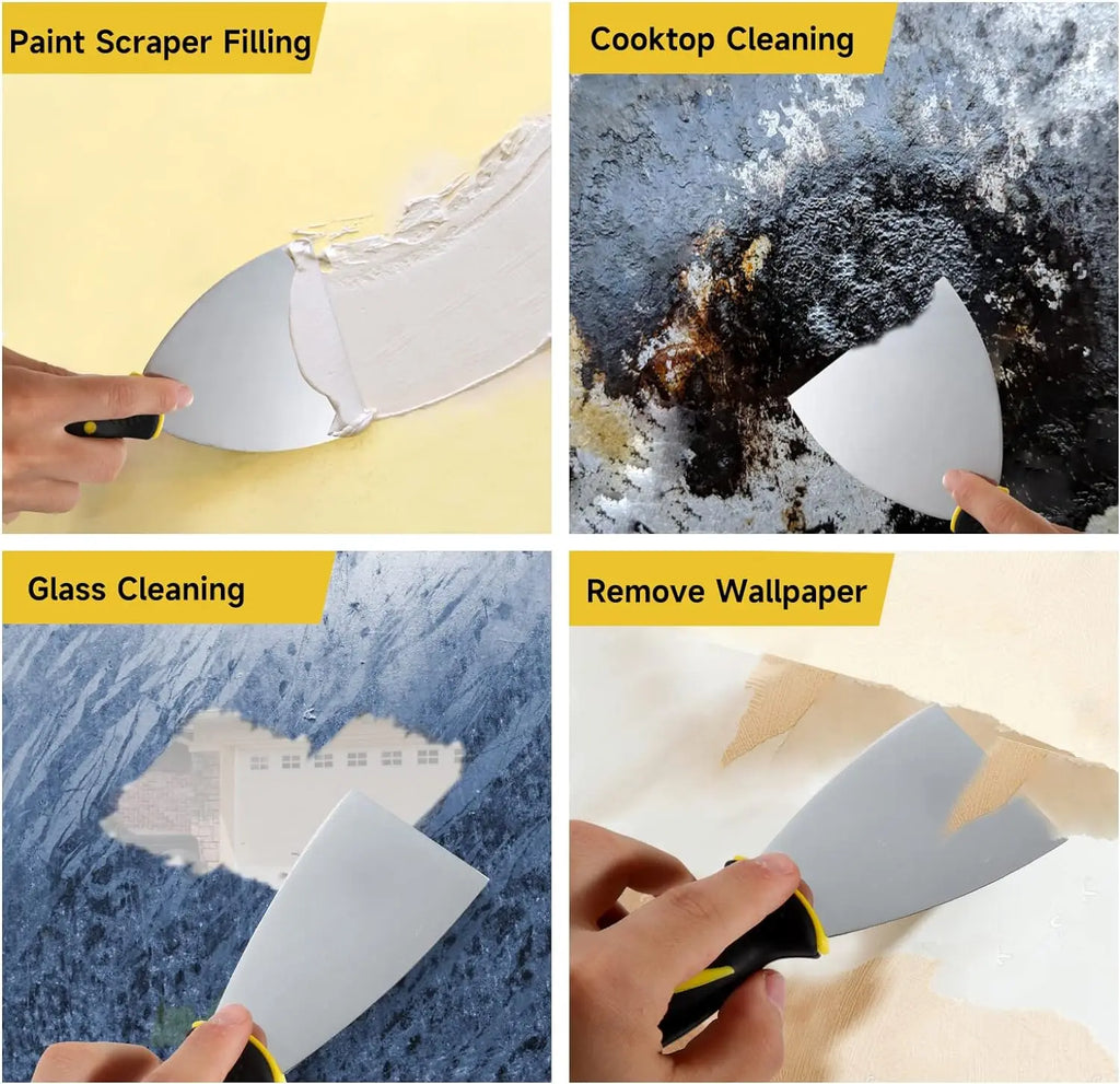 15 in 1 Multifunctional Putty Knife Set Stainless Steel Spatula Putty Scraper Cleaning Spatula DIY Construction Tools Oasis Select