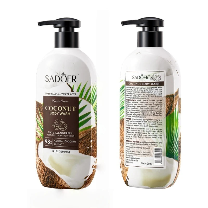 SADOER 400ml Coconut Shower Gel – Moisturizing Body Wash Coconut Shower Gel Oasis Select