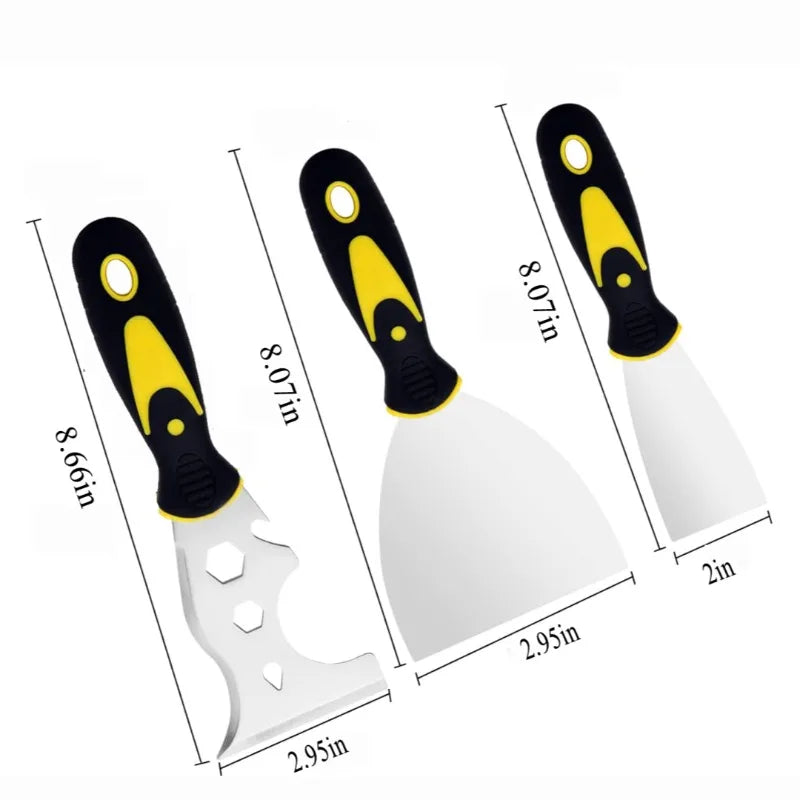 15 in 1 Multifunctional Putty Knife Set Stainless Steel Spatula Putty Scraper Cleaning Spatula DIY Construction Tools Oasis Select 3PCS in Set