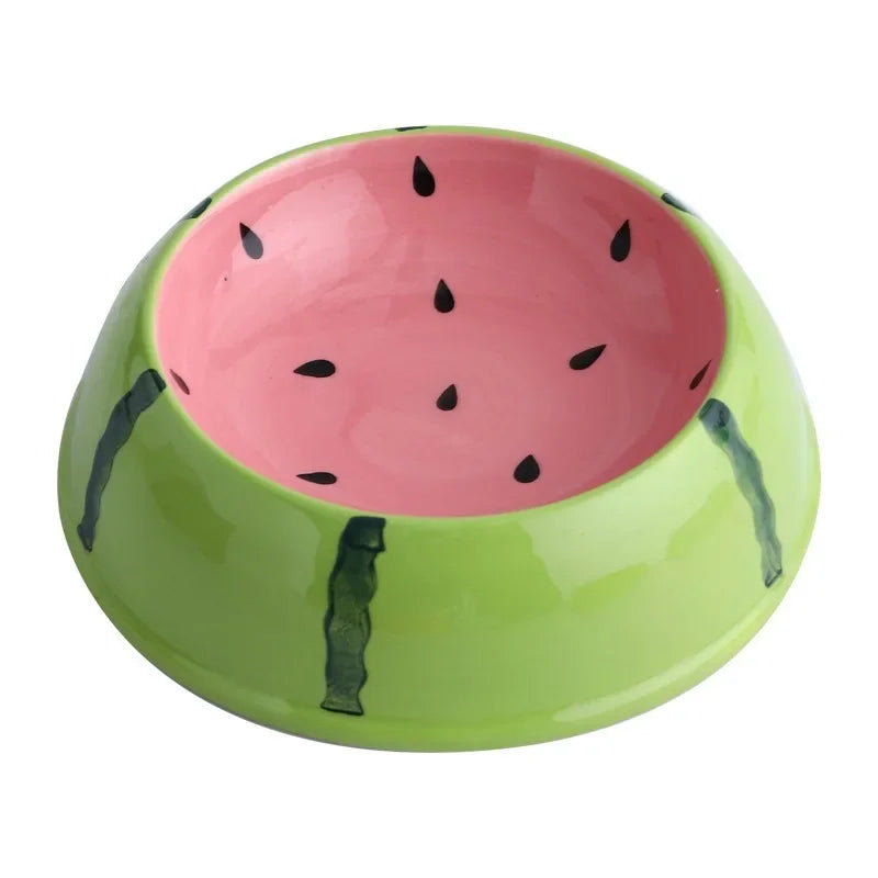 Fruit Pattern Pet Feeding Bowl Cute Strawberry Watermelon Ceramic Bowl Multi-use Food Water Container for Cat and Puppy Oasis Select