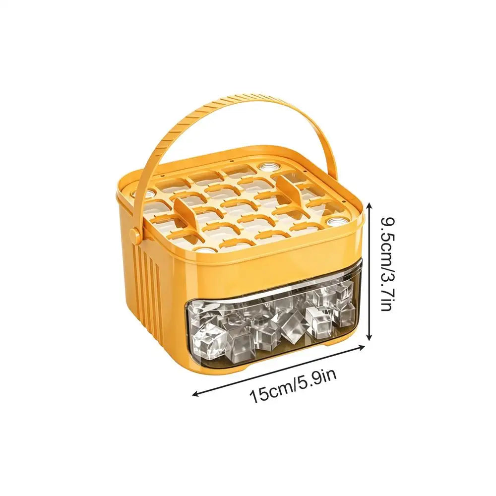 Double Layer Ice Cube Tray with Lid, Bin & Pull-Out Drawer